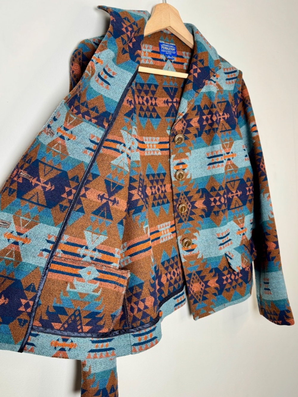 Pendleton Women’s Lowell Wool Southwestern Inspired Turquoise Jacket Sz Small - Picture 3 of 10